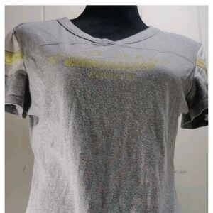 Mudd Jeans Gray Womens Graphic Vintage T-Shirt Faded Y2K Top  L Boxy Fit 00